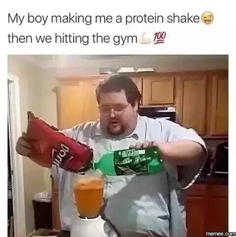 My boy making me a protein shake then we hitting the gym 150 memes !