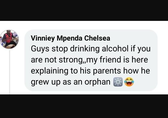 Vinniey mpenda chelsea guys stop drinking alcohol if you are not strong,my frien