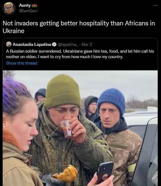 Aunty lamGeci Not invaders getting better hospitality than Africans in Ukraine A