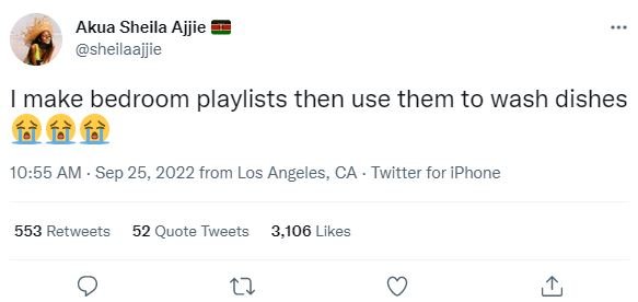 Akua sheila ajjie sheilaajjie make bedroom playlists then use them to wash dishe