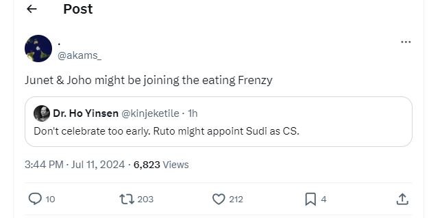 Post akams junet joho might be joining the eating frenzy dr. ho yinsen kinjeketi