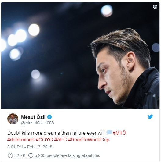 Mesut özil mesutozil1088 doubt kills more dreams than failure ever will mıë dete