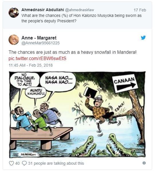 Ahmednasir abdullahi ahmednasiraw 17 feb what are the chances of hon kalonzo mus