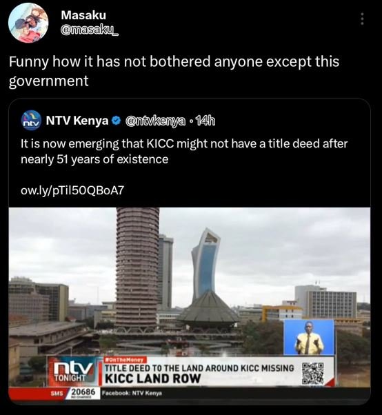 Masaku masaku funny how it has not bothered anyone except this government ntv ke