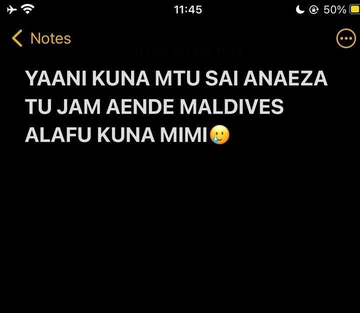 1145 50 notes yaani kuna mtu sai anaeza tu jam aende maldives alafu kuna mimi