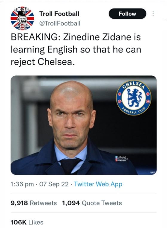 Sticc troll football trollfootball follow breaking zinedine zidane is learning e