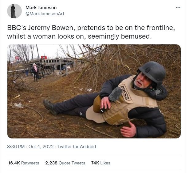 Mark jameson markjamesonart bbc's jeremy bowen pretends to be on the frontline,