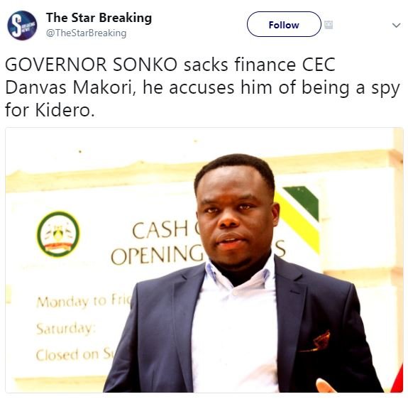 The star breaking thestarbreaking follow governor sonko sacks finance cec danvas
