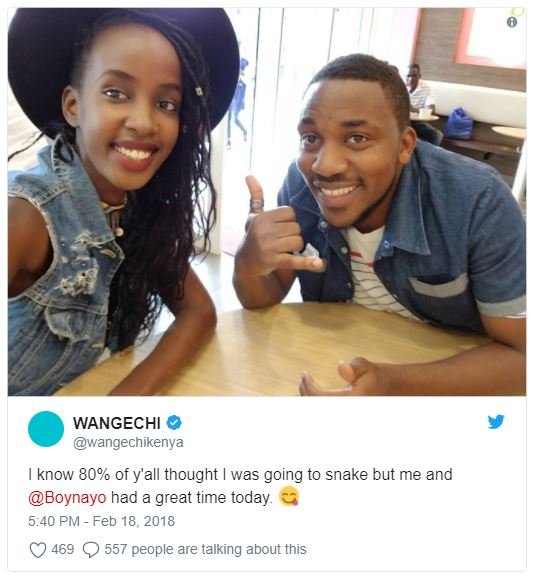 Wangechi wangechnikenya know 80 of y'all thought was going to snake but me ana b