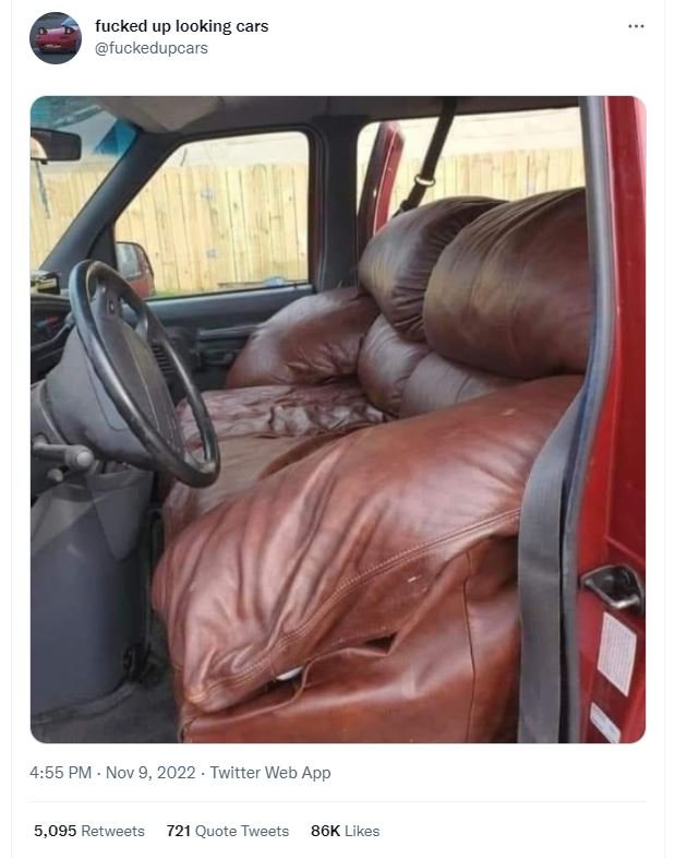 Fucked up looking cars fuckedupcars 4.55 pm nov 9, twitter web app 5,095 retweet