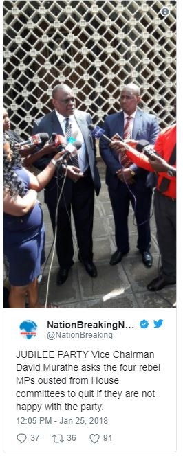 Nationbreakingn . nationbreaking jubilee party vice chairman david murathe asks