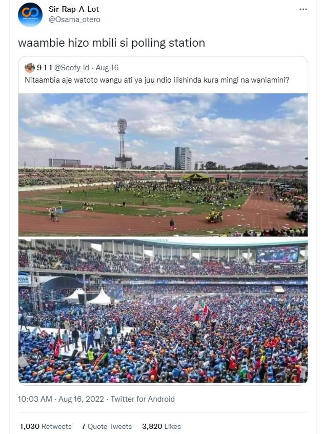 Sirrapalot osama_otero waambie hizo mbili si polling station 911 scofy_id aug 16
