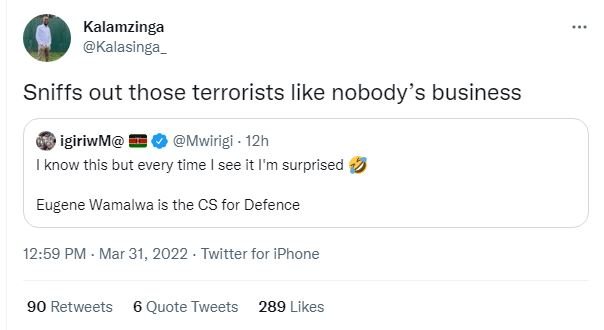 Kalamzinga kalasinga sniffs out those terrorists like nobody's business igiriwm