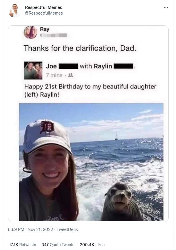 Respectful memes respectfulmemes ray thanks for the clarification, dad joe with