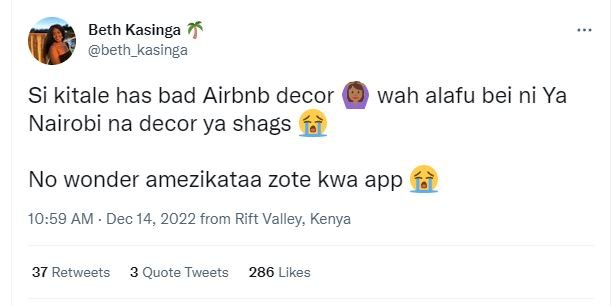Beth kasinga beth_kasinga si kitale has bad airbnb decor nairobi na decor ya sha
