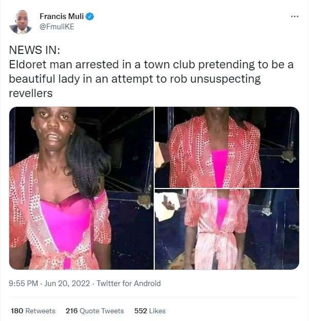 Francis muli fmulike news in eldoret man arrested in a town club pretending to b