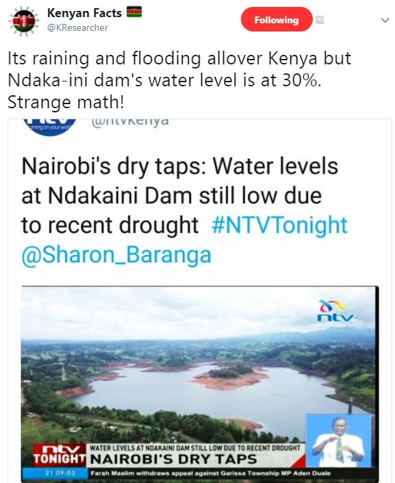 Kenyan facts kresearcher following its raining and flooding allover kenya but nd