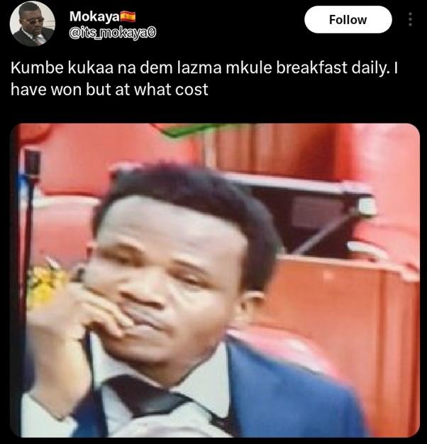 Mokaya fcs mokaya follow kumbe kukaa na dem lazma mkule breakfast daily have won