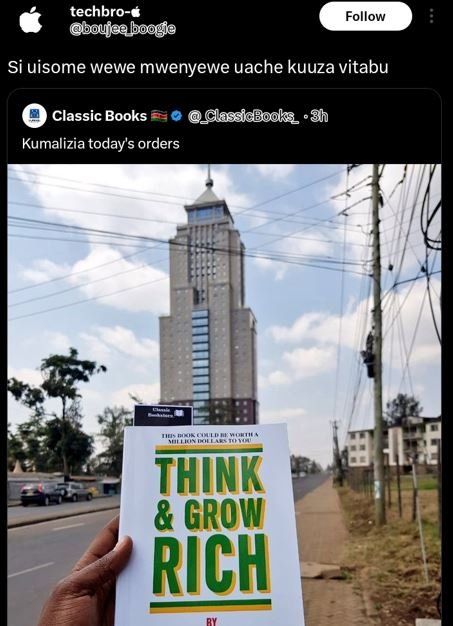 Techbro boujeeboogie follow si uisome wewe mwenyewe uache kuuza vitabu classic b