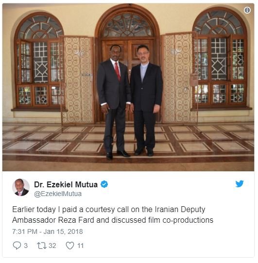 Dr. ezekiel mutua ezekielmutua earlier today paid courtesy call on the iranian d