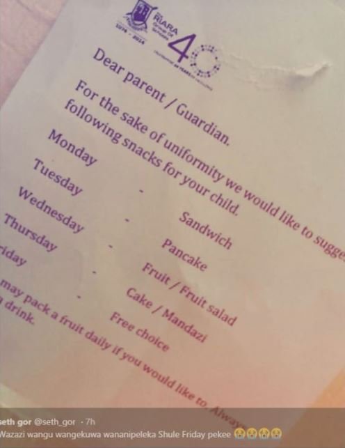 Dear 4 parent 'the following sake of, guardian. monday snacks uniformity tuesday