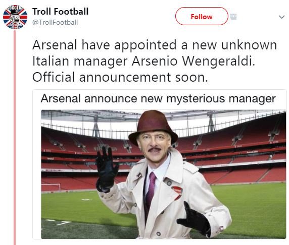 Troll football trollfootball follow arsenal have appointed a new unknown italian