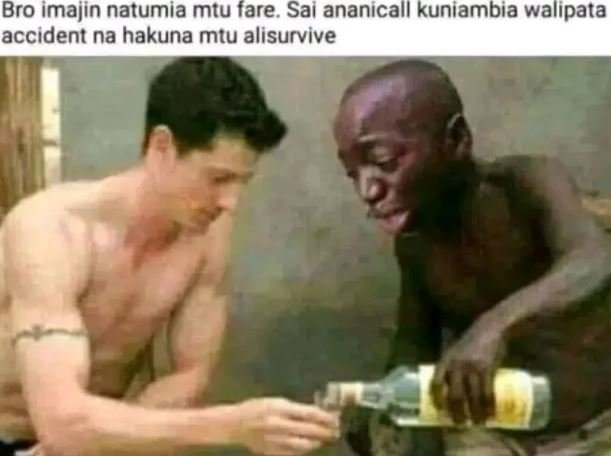 Bro imajin natumia mtu fare. sai ananicall kuniambia walipata accident na hakuna