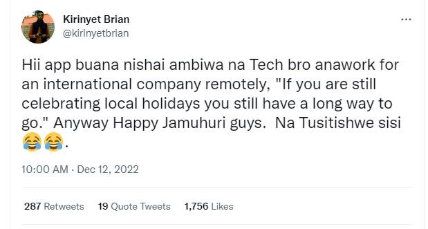 Kirinyet brian kirinyetbrian hii app buana nishai ambiwa na tech bro anawork for