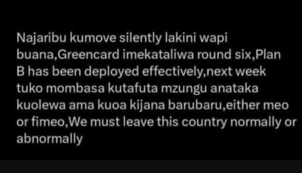 Najaribu kumove silently lakini wapi buana greencard imekataliwa round six , pla