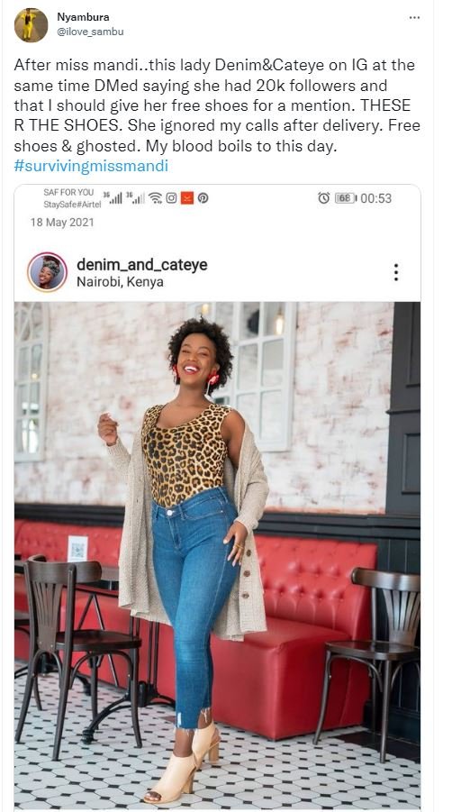 Nyambura ilove_sambu After miss mandi.this lady DenimCateye on IG at the same ti
