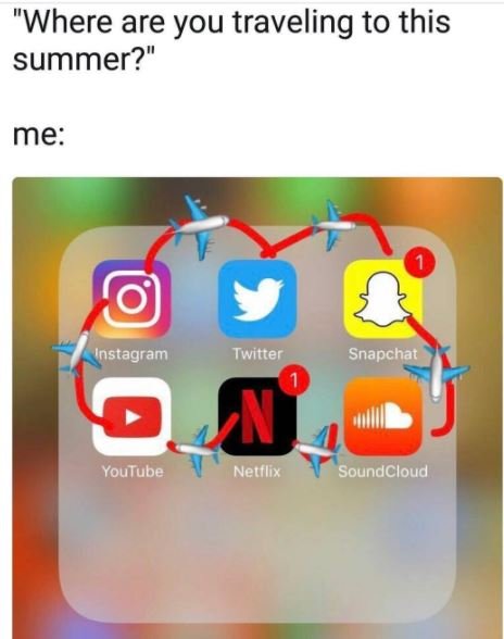 Where are you traveling to this summer? me instagram twitter snapchat youlube ne