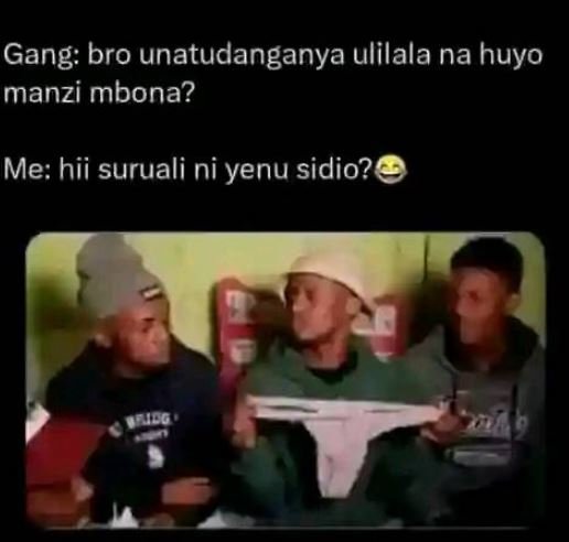 Gang bro unatudanganya ulilala na huyo manzi mbona? me hii suruali ni yenu sidio