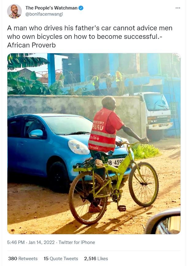 The People's Watchman bonifacemwangi A man who drives his father's car cannot ad