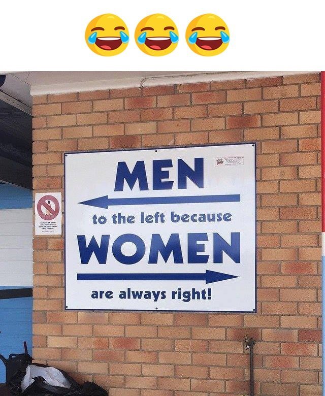 Men to the left because women are always right!