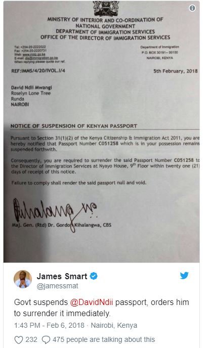 Ministry of interior and coordination of mational government department of immig