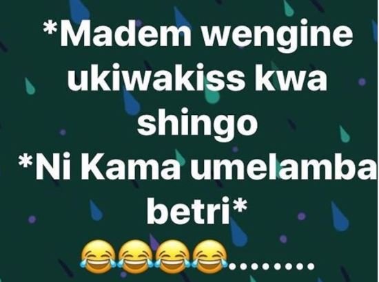Madem wengine ukiwakiss kwa shingo ni kama umelamba betri