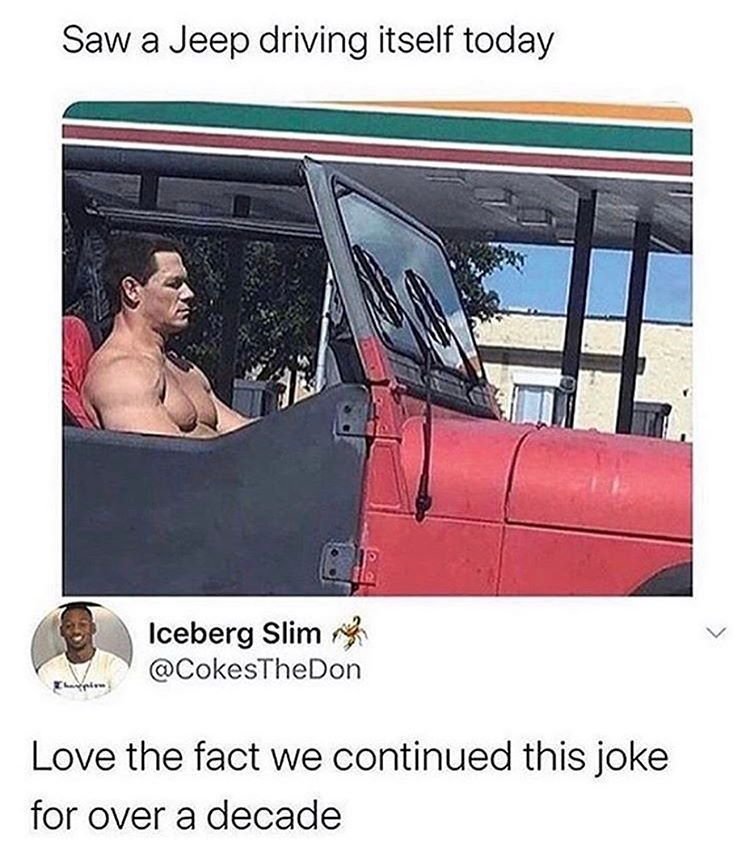 Saw a jeep driving itself today iceberg slim cokesthedon love the fact we contin