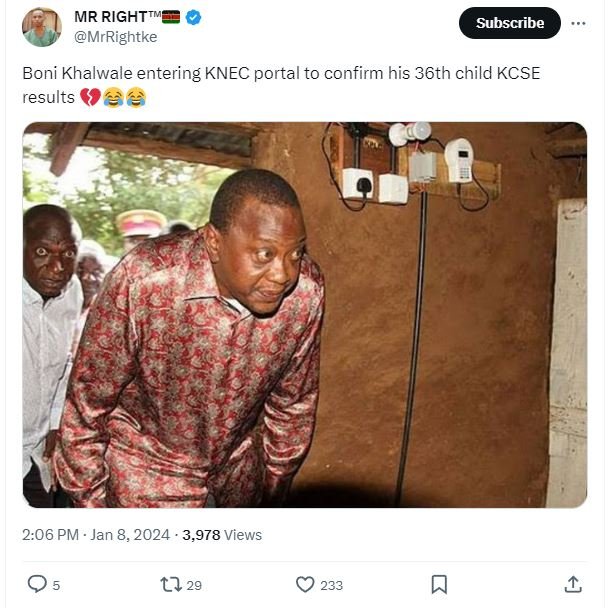 Mr righti mrrightke subscribe boni khalwale entering knec portal to confirm his