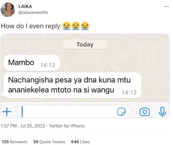 Laika laikasnewlife how do even reply èfèfè mambo 1412 nachangisha pesa ya dna k