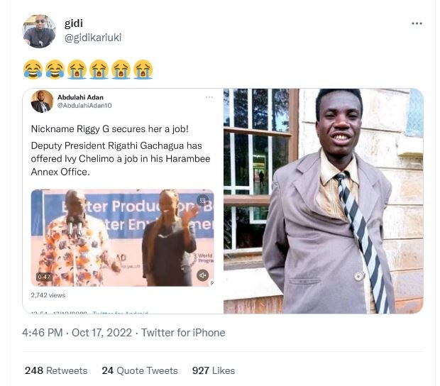 Gidi gidikariuki àffffà abdulahi adan eodulaniaaano nickname riggy g secures her