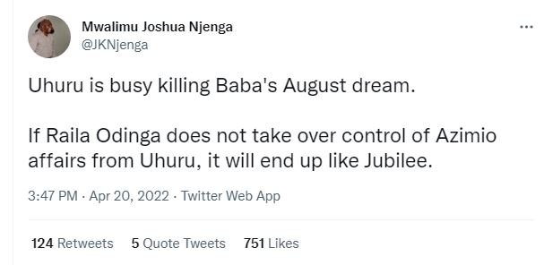 Mwalimu joshua njenga jknjenga uhuru is busy killing baba's august dream if rail