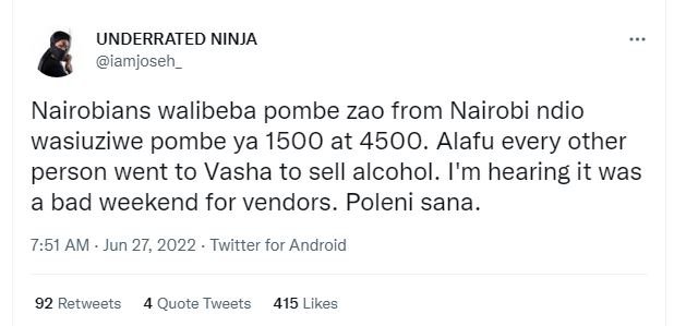 Underrated ninja iamjoseh _ nairobians walibeba pombe zao from nairobi ndio wasi