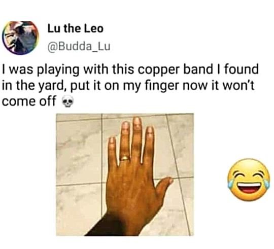 Lu the leo budda_lu was playing with this copper band found in the yard, put it