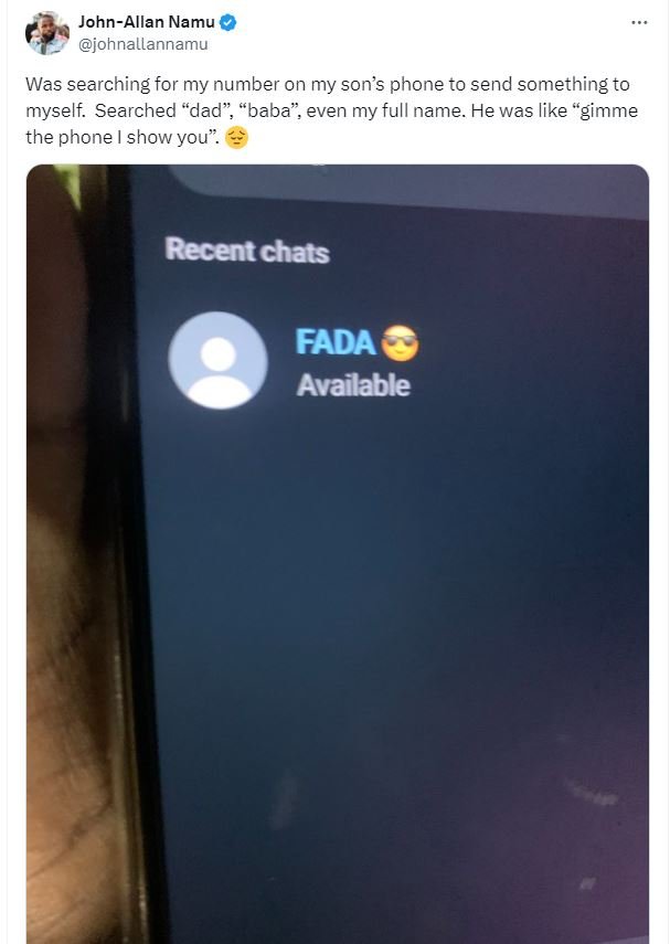 Johnallan namu johnallannamu was searching for my number on my son's phone to se