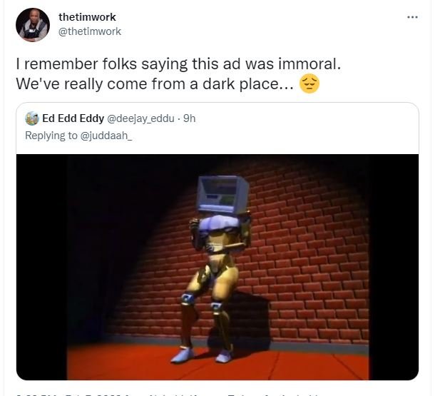 thetimwork thetimwork remember folks saying this ad was immoral. We've really co