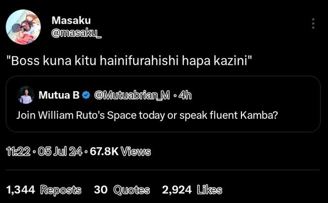 Masaku masaku boss kuna kitu hainifurahishi hapa kazini mutua b muquabrianm 4h j