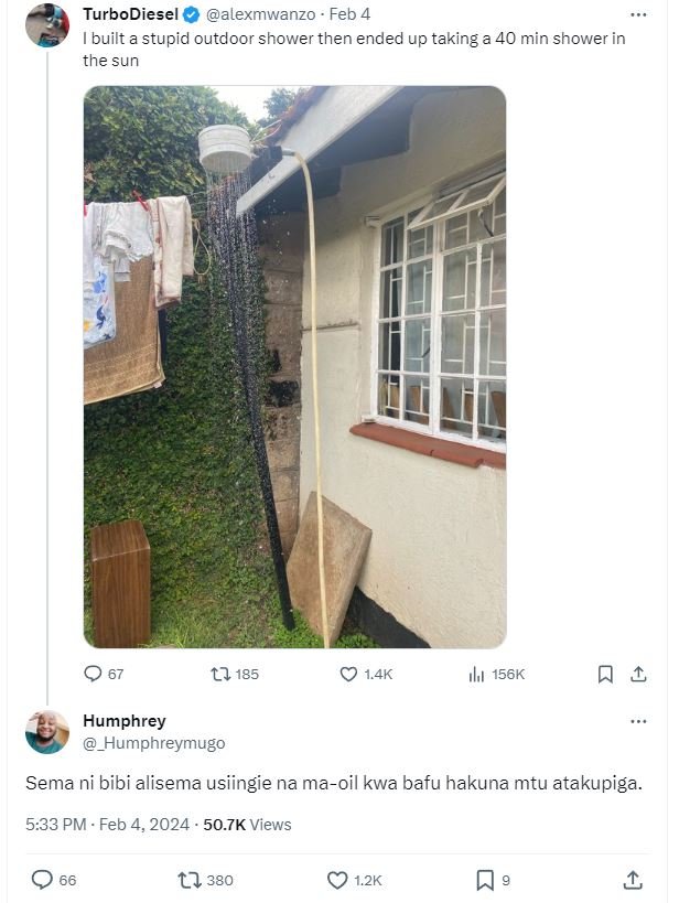 Turbodiese alexmwanzo feb 4 ibuilt a stupid outdoor shower then ended up taking