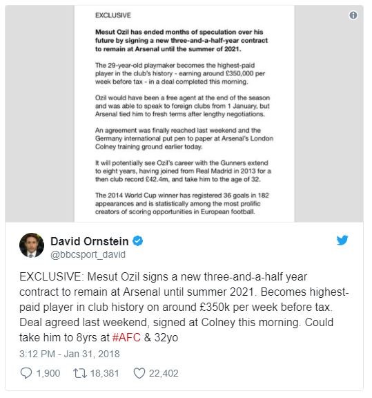 Exclusive mesut ozil has ended months spoculation ovcr his future signing nemihr