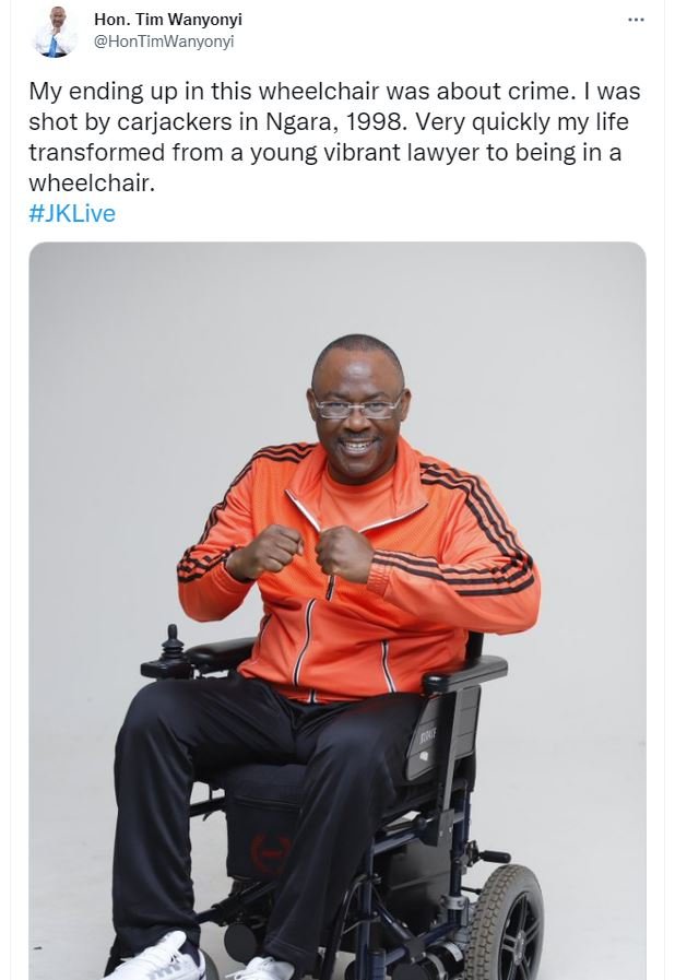 Hon tim wanyonyi hontimwanyonyi my ending up in this wheelchair was about crime.