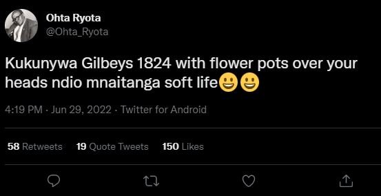 Ohta ryota ohta_ryota kukunywa gilbeys with flower pots over your heads ndio mna
